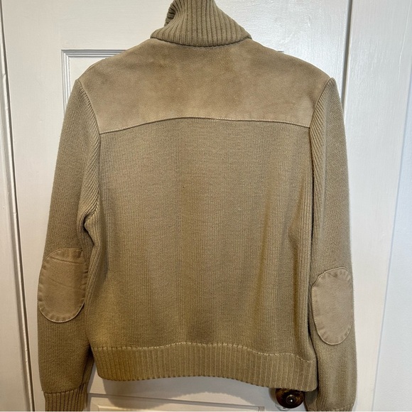 VINTAGE OLEG CASSINI CREAM SUEDE KNIT COMBO JACKET WITH SUEDE ELBOW PATCHES SZ M - Picture 4 of 5